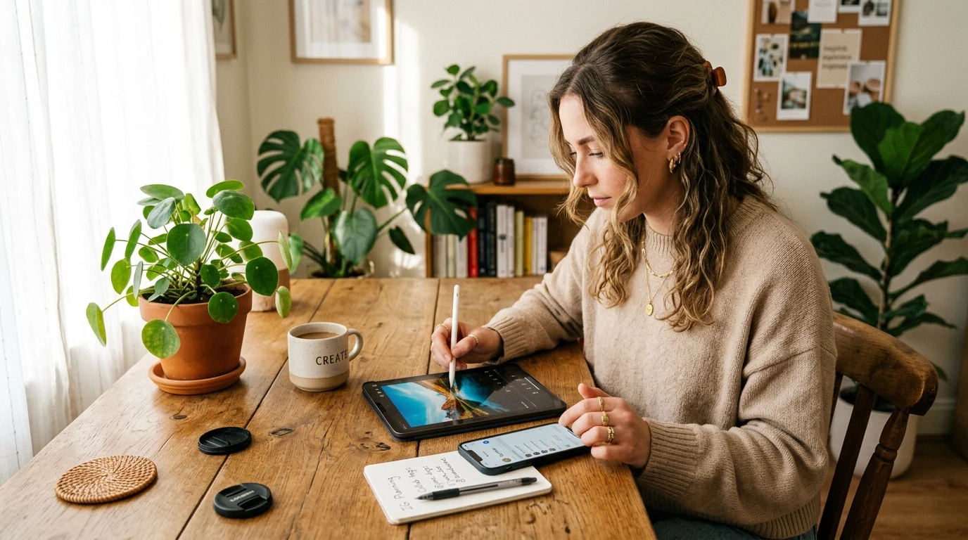 Creator editing collaboration on tablet and smartphone (AI Generated Image)